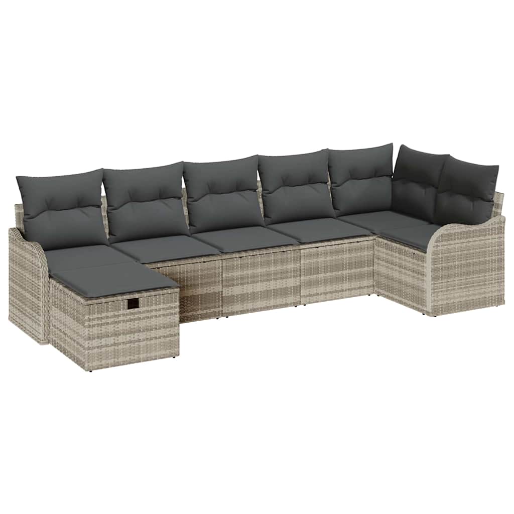 Sofa Sæt 7 stk. Lysegrå polyrattan