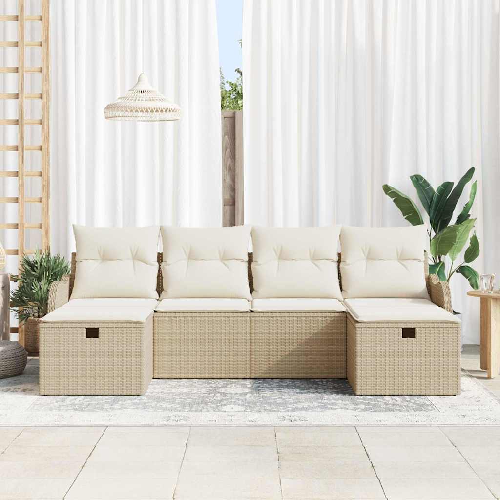 Sofa Sæt 6 stk. 6-Antal sæder Beige og creme polyrattan