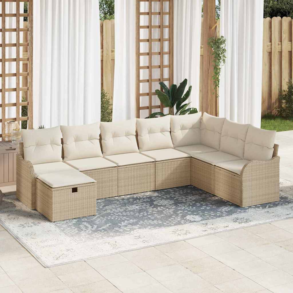 Sofa Sæt 8 stk. 8-Antal sæder Beige og creme polyrattan