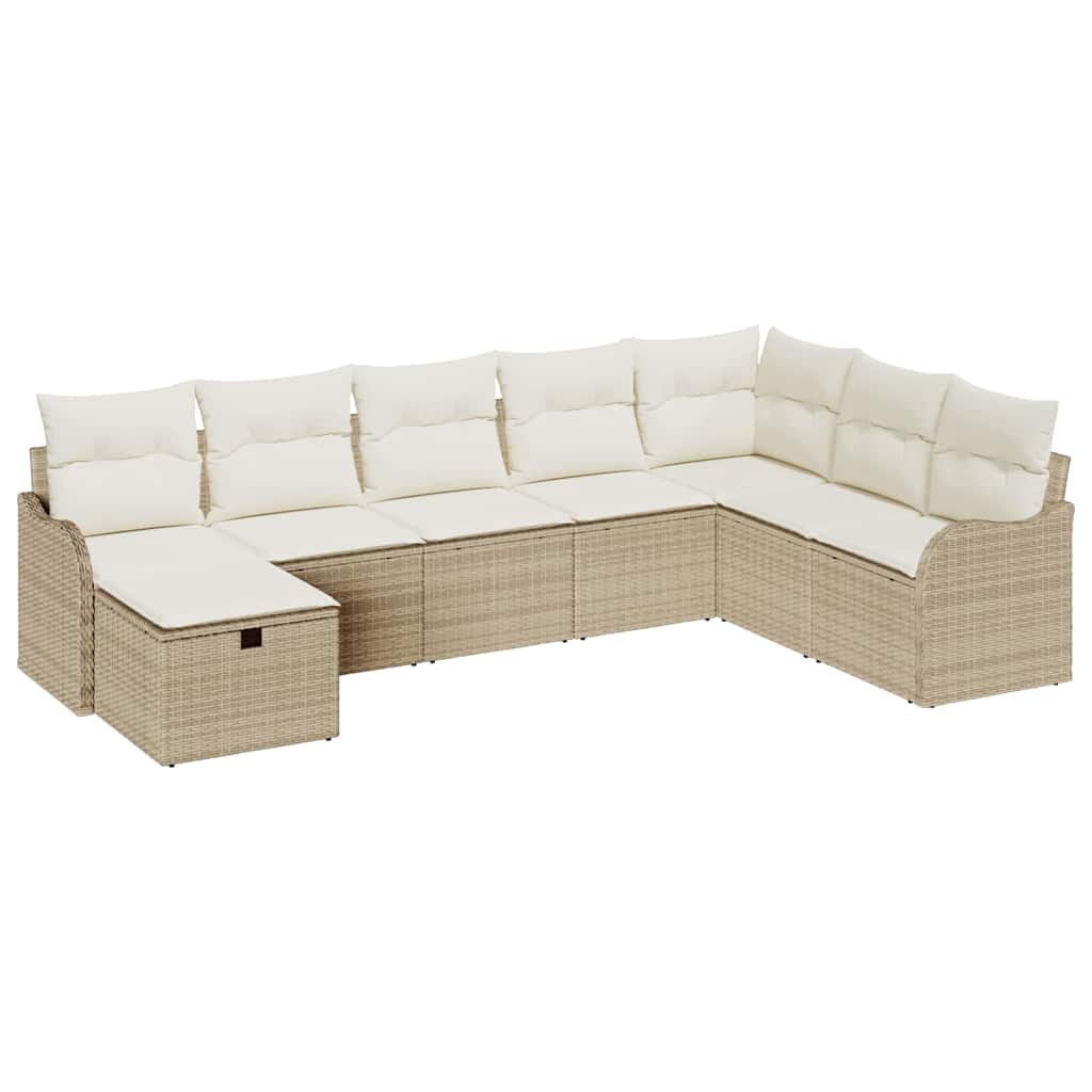 Sofa Sæt 8 stk. 8-Antal sæder Beige og creme polyrattan