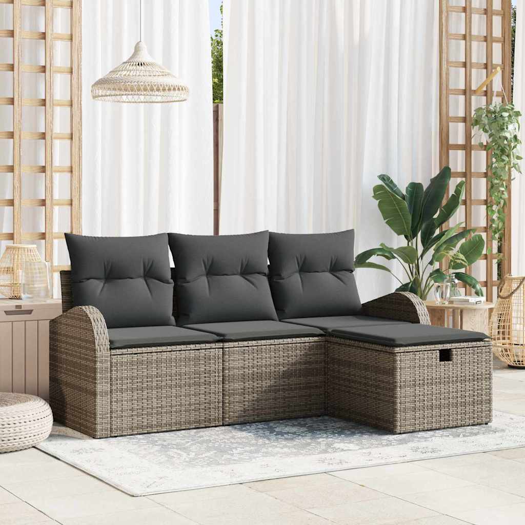 Sofa Sæt 4 stk. Grå polyrattan