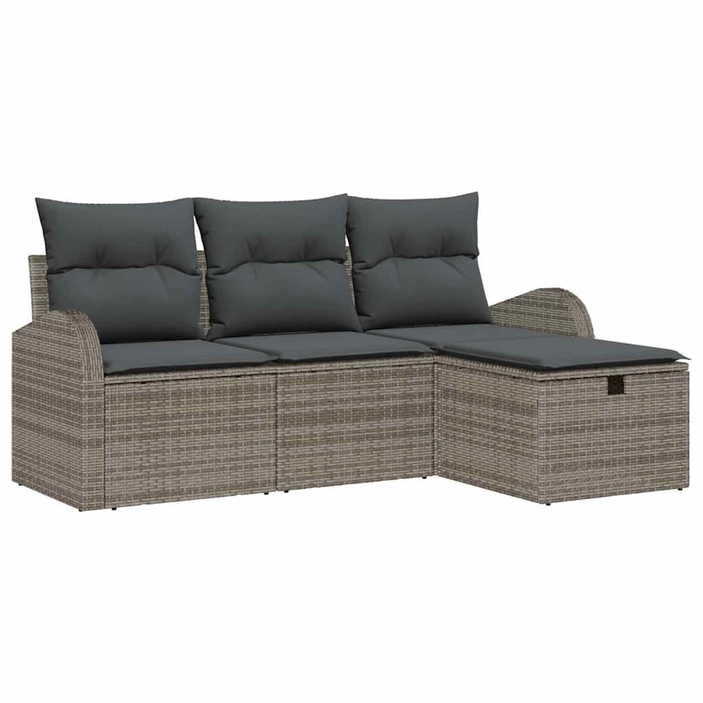 Sofa Sæt 4 stk. Grå polyrattan