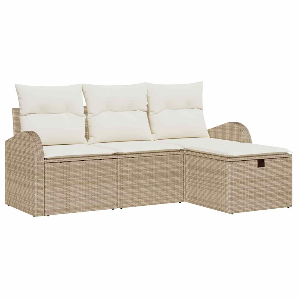 Sofa Sæt 4 stk. Beige og creme polyrattan