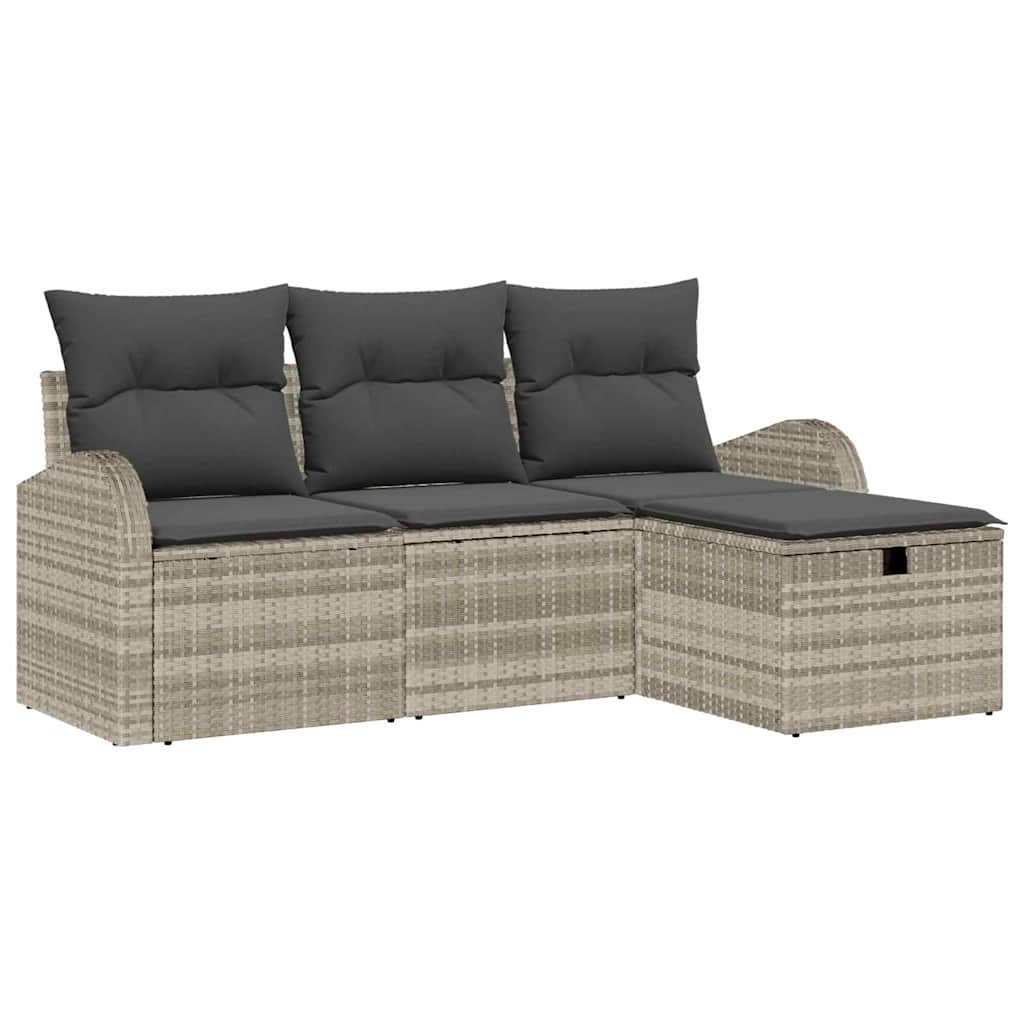 Sofa Sæt 4 stk. Lysegrå polyrattan