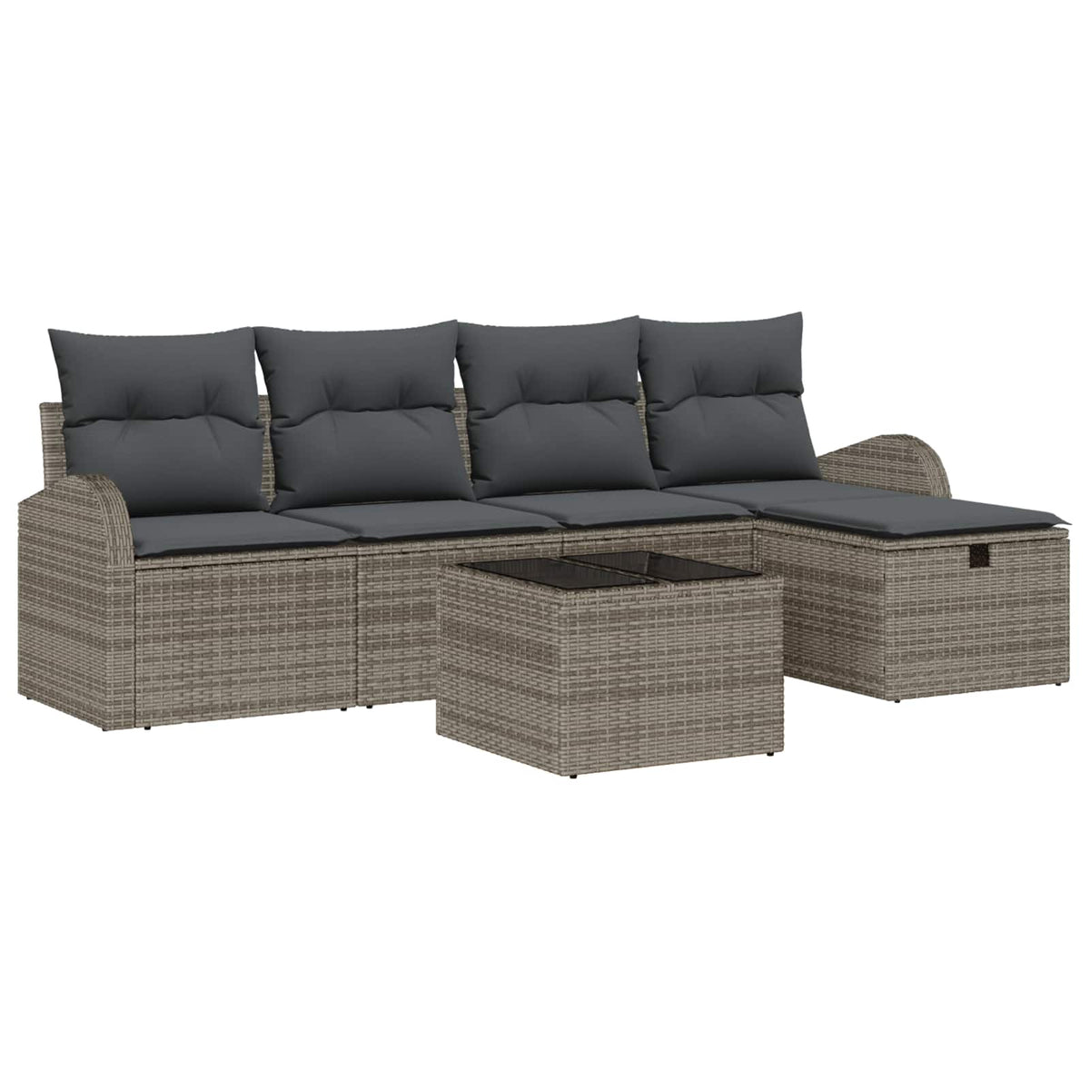 Sofa Sæt med pude med opbevaring Grå polyrattan