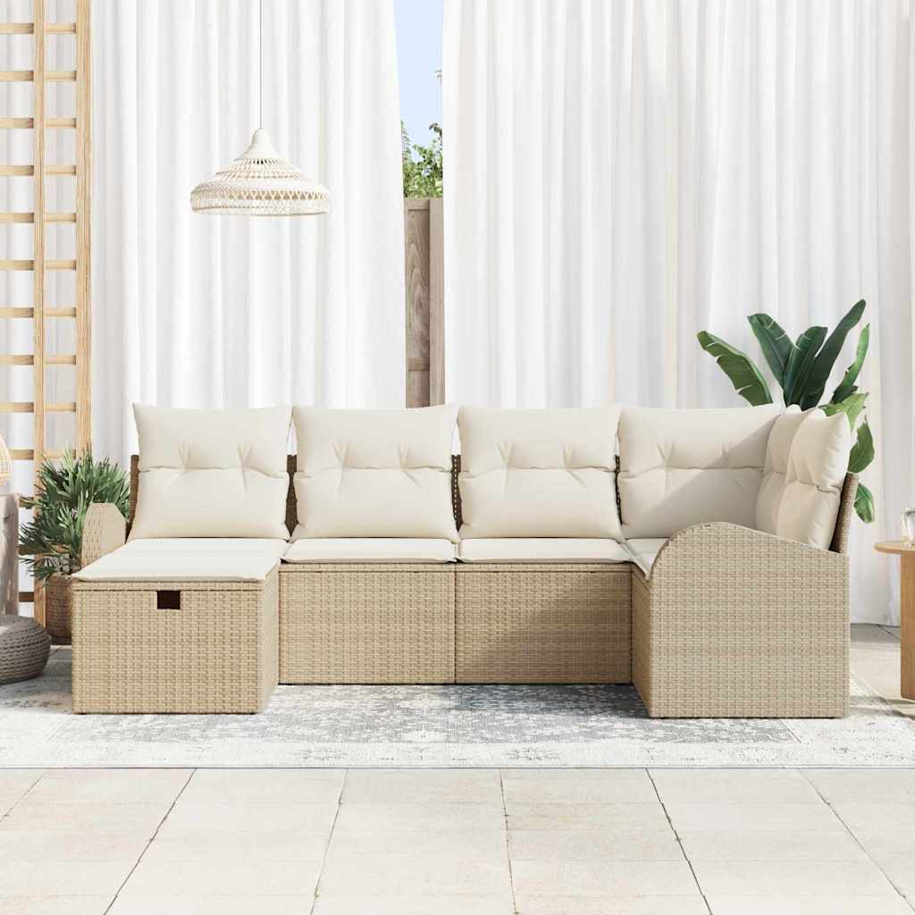 Sofa Sæt 6 stk. Beige og creme polyrattan