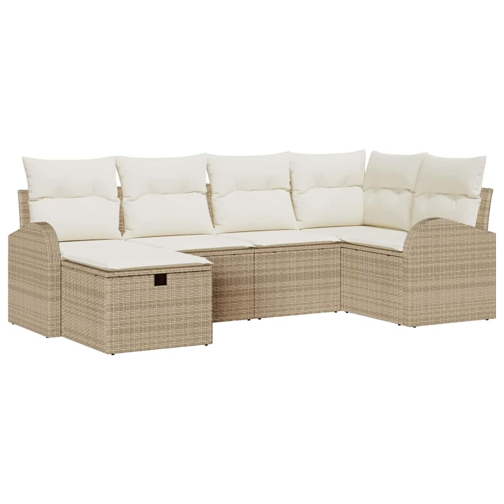 Sofa Sæt 6 stk. Beige og creme polyrattan