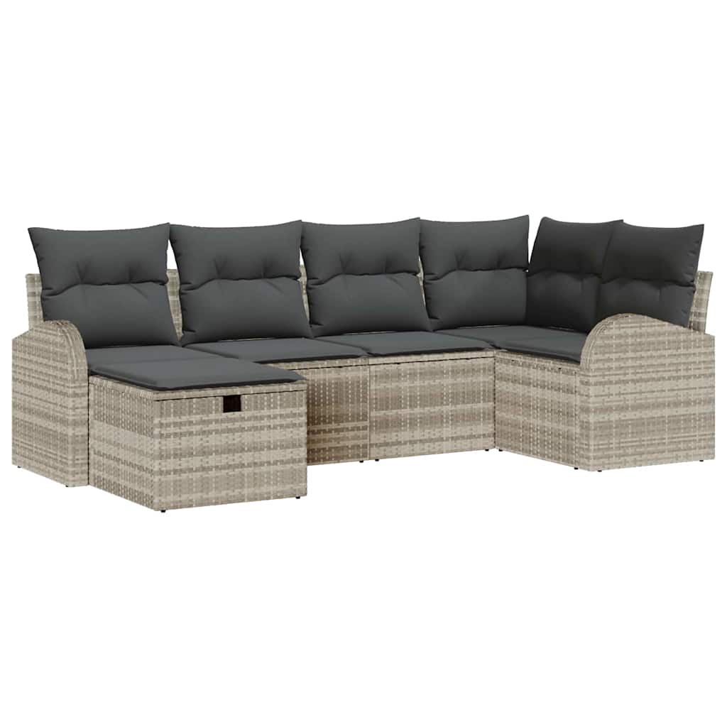 Sofa Sæt 6 stk. Lysegrå polyrattan