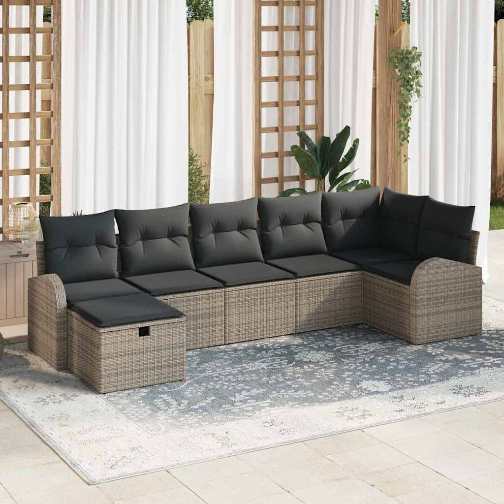 Sofa Sæt 7 stk. Grå polyrattan