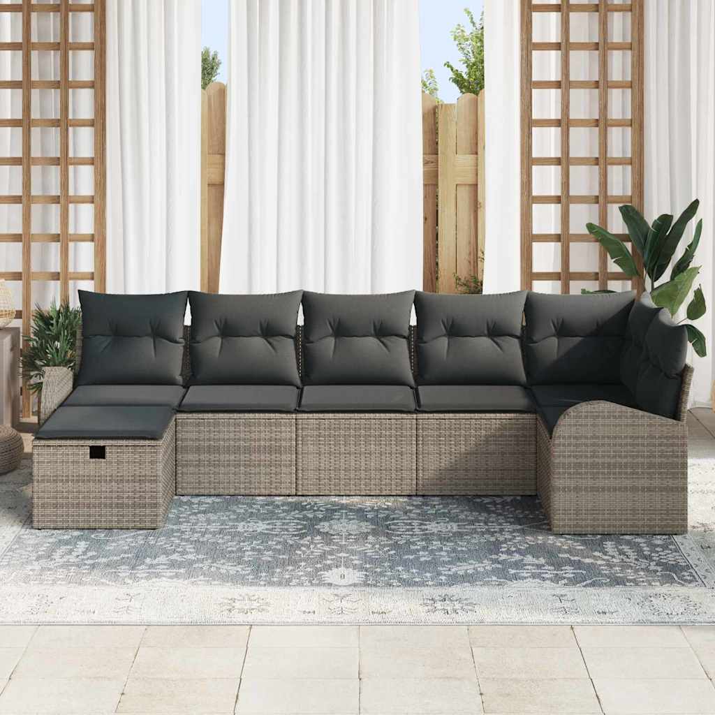 Sofa Sæt 7 stk. Grå polyrattan