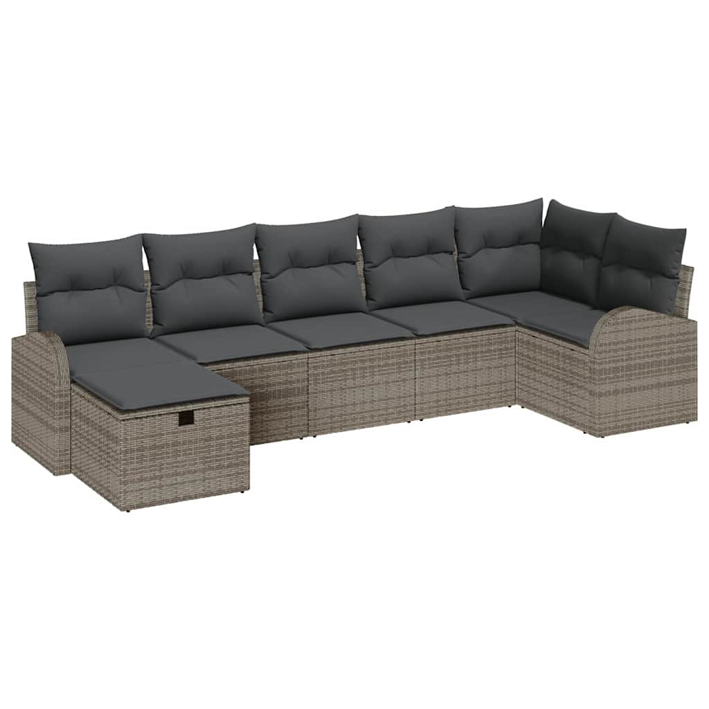Sofa Sæt 7 stk. Grå polyrattan