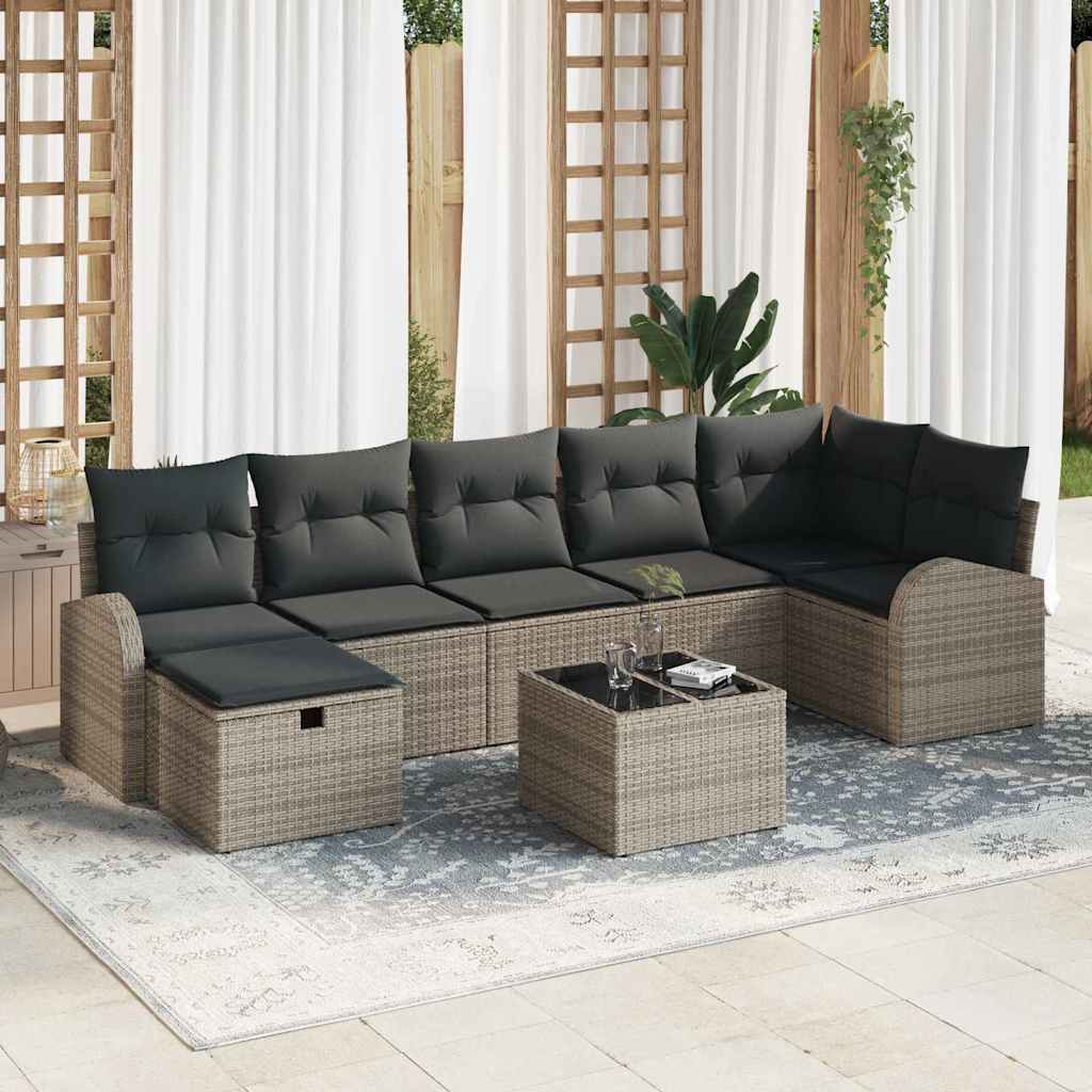 Sofa Sæt 8 stk. Grå polyrattan