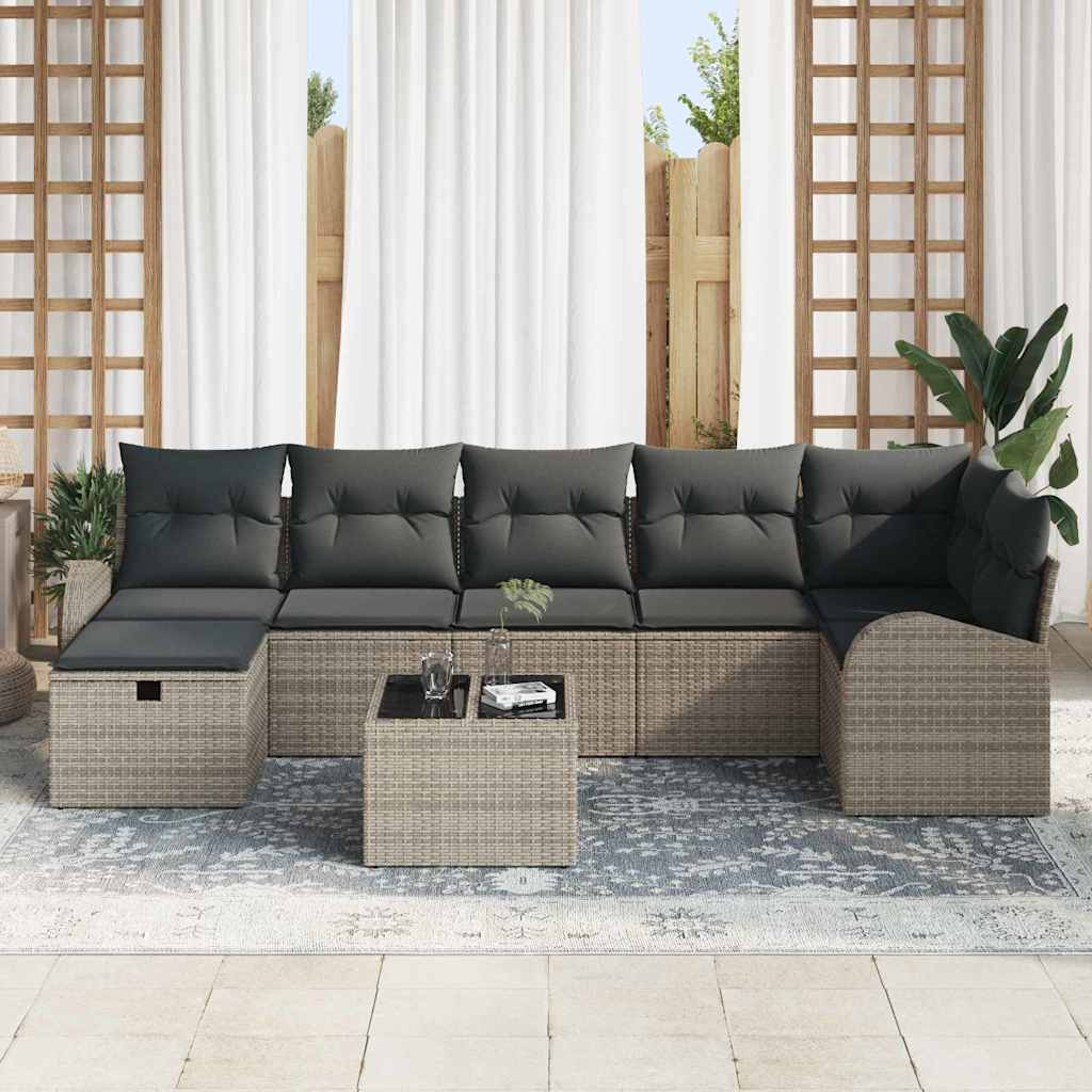Sofa Sæt 8 stk. Grå polyrattan
