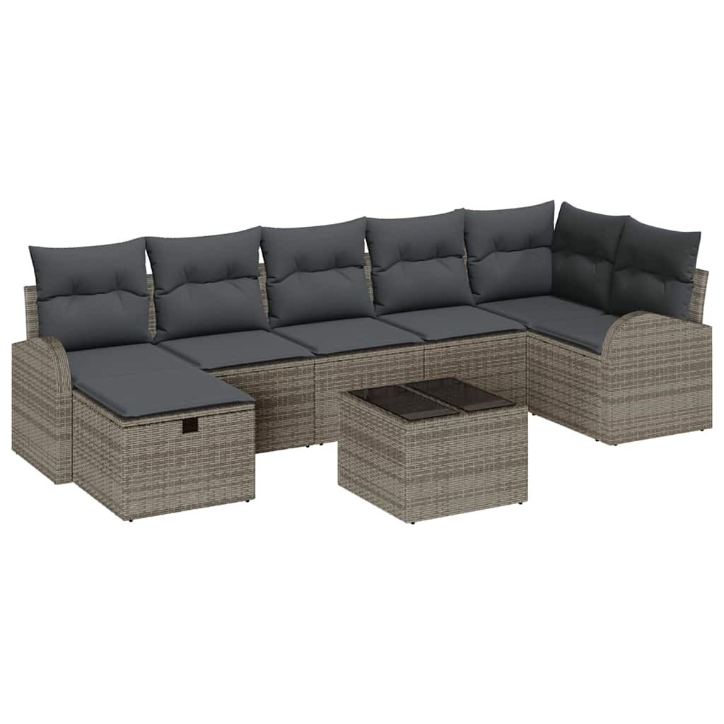 Sofa Sæt 8 stk. Grå polyrattan
