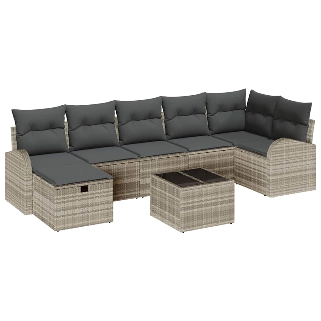 Sofa Sæt 8 stk. Lysegrå polyrattan