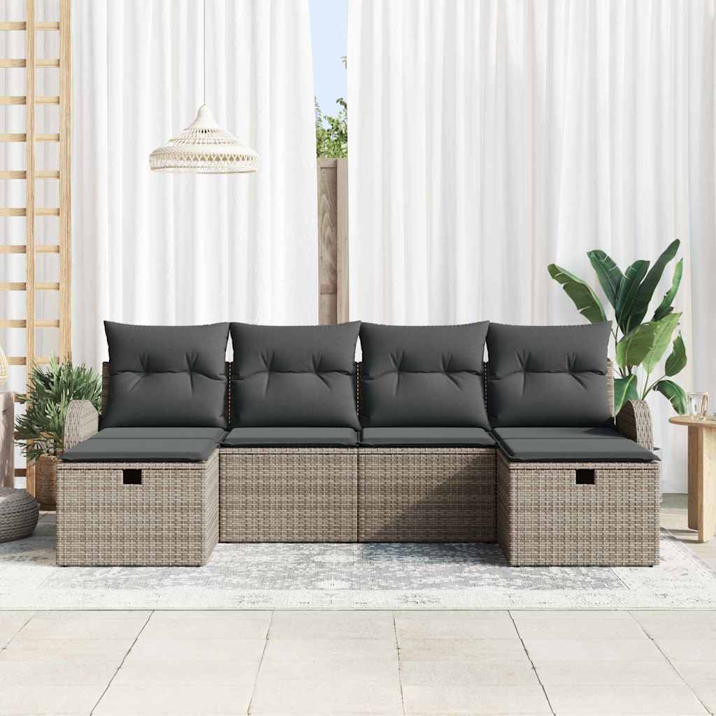 Sofa Sæt 6 stk. Grå polyrattan