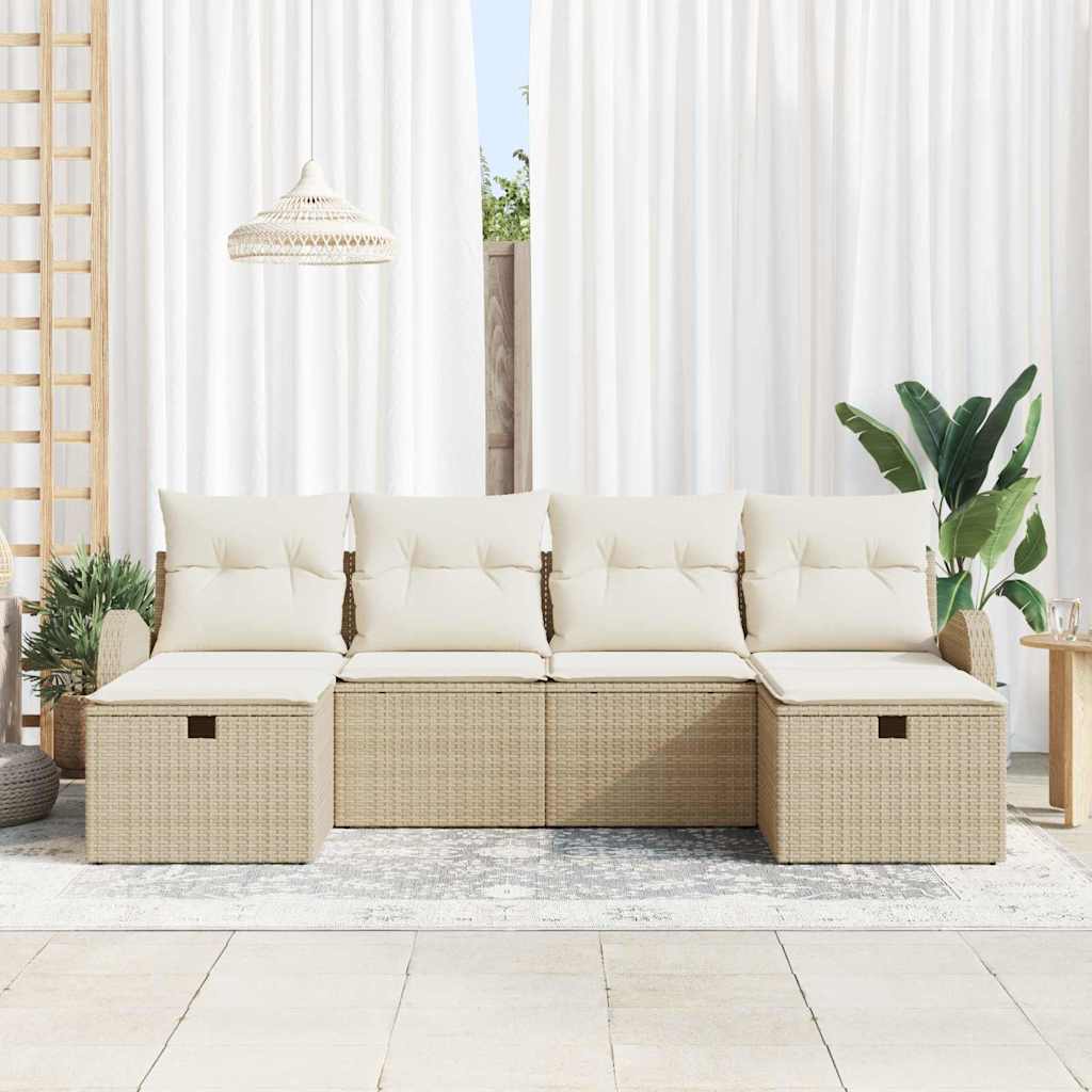 Sofa Sæt 6 stk. Beige og creme polyrattan