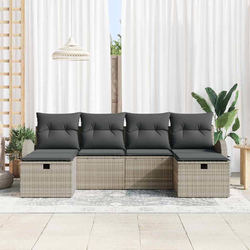 Sofa Sæt 6 stk. Lysegrå polyrattan