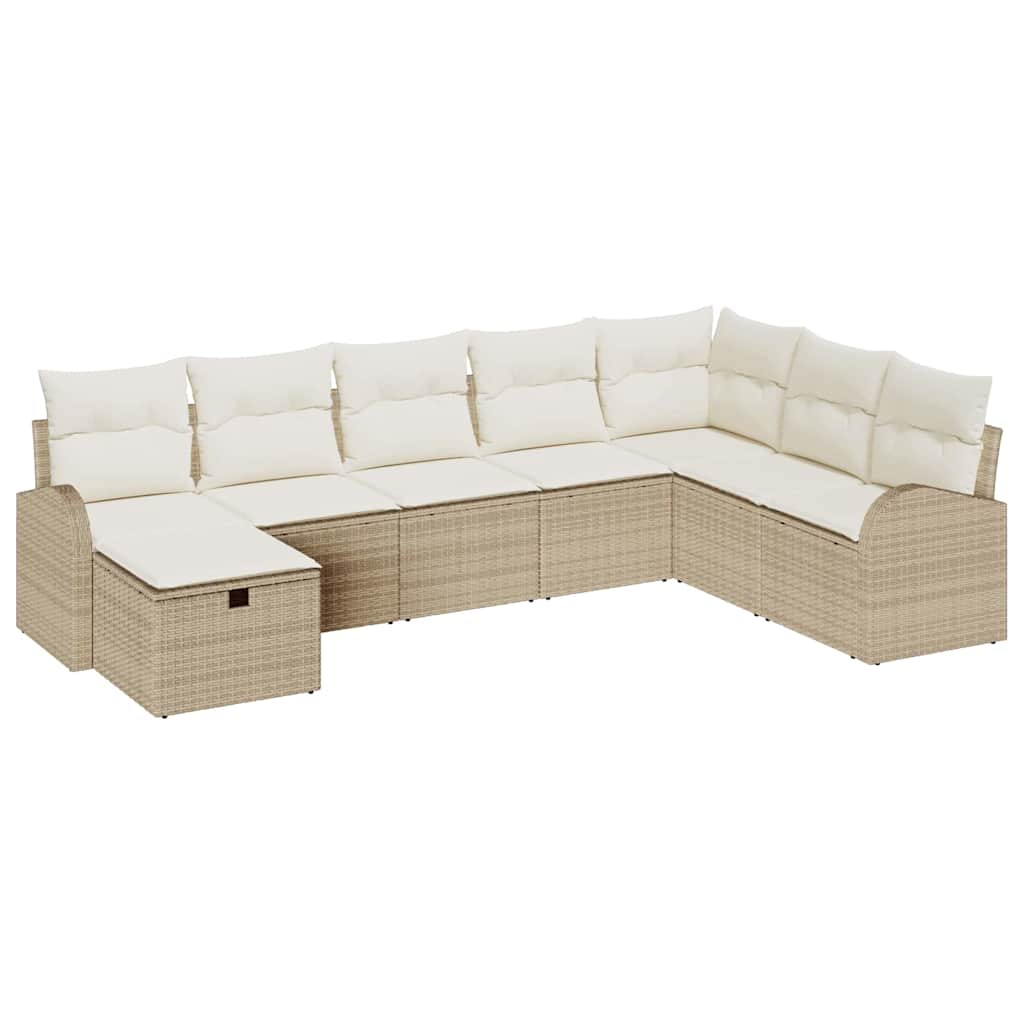 Sofa Sæt 8 stk. beige og cremefarvet polyrattan