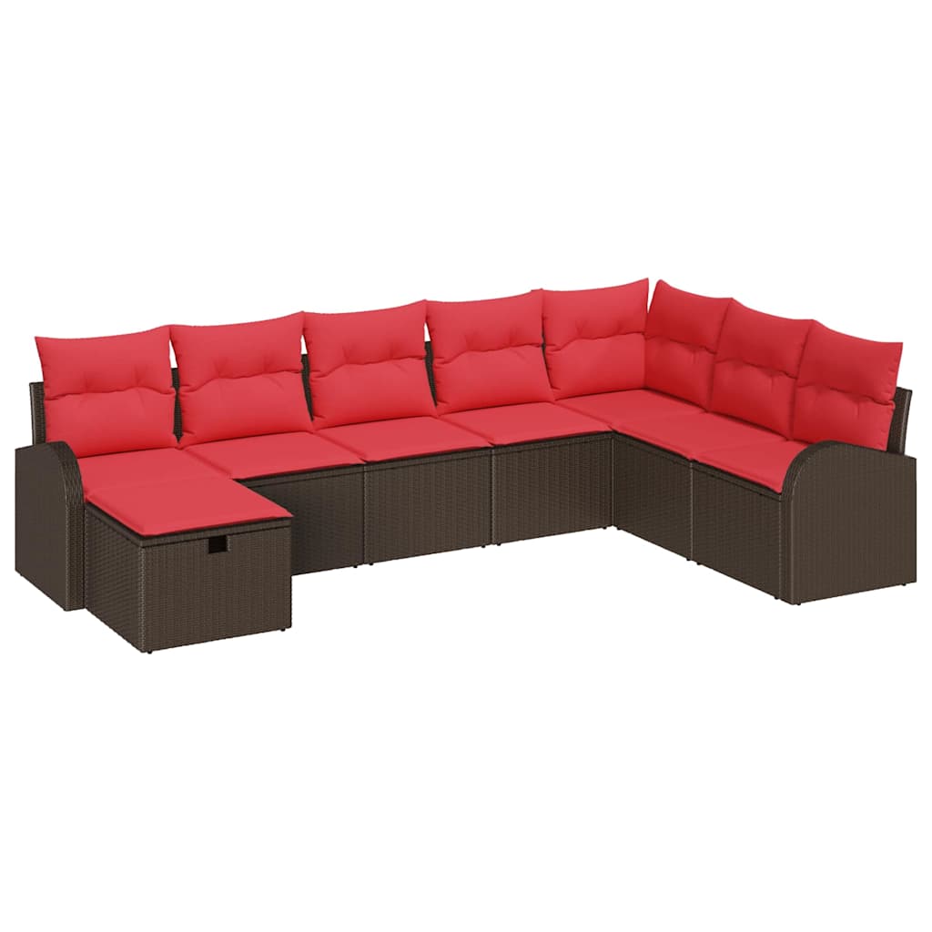 Sofa Sæt med pude med opbevaring Brun og Rød polyrattan