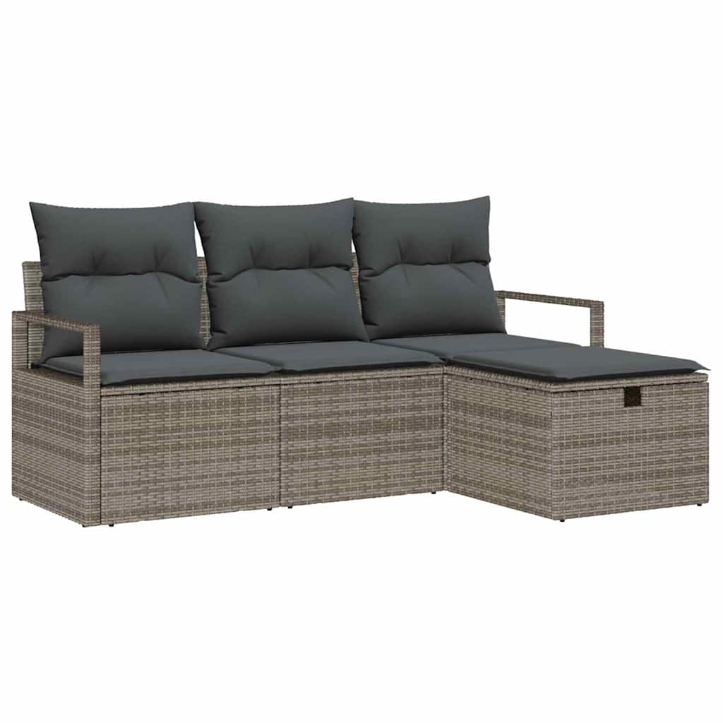 Sofa Sæt 4 stk. 4-Antal sæder Grå polyrattan