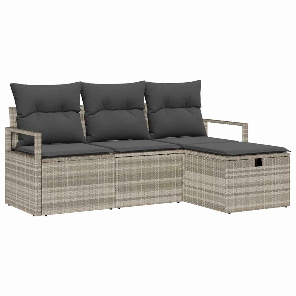 Sofa Sæt 4 stk. 4-Antal sæder Lysegrå polyrattan