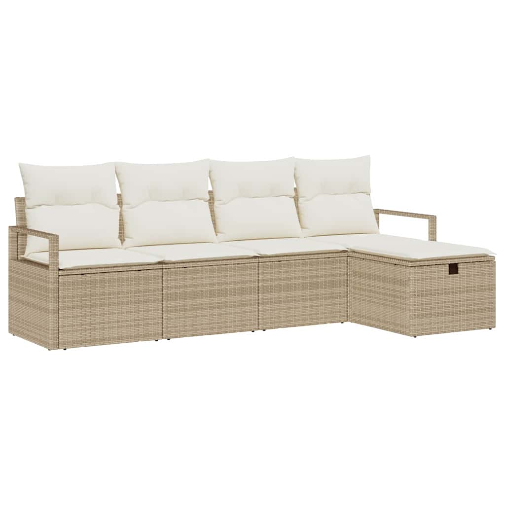 Sofa Sæt 5 stk. 5-Antal sæder Beige og creme polyrattan