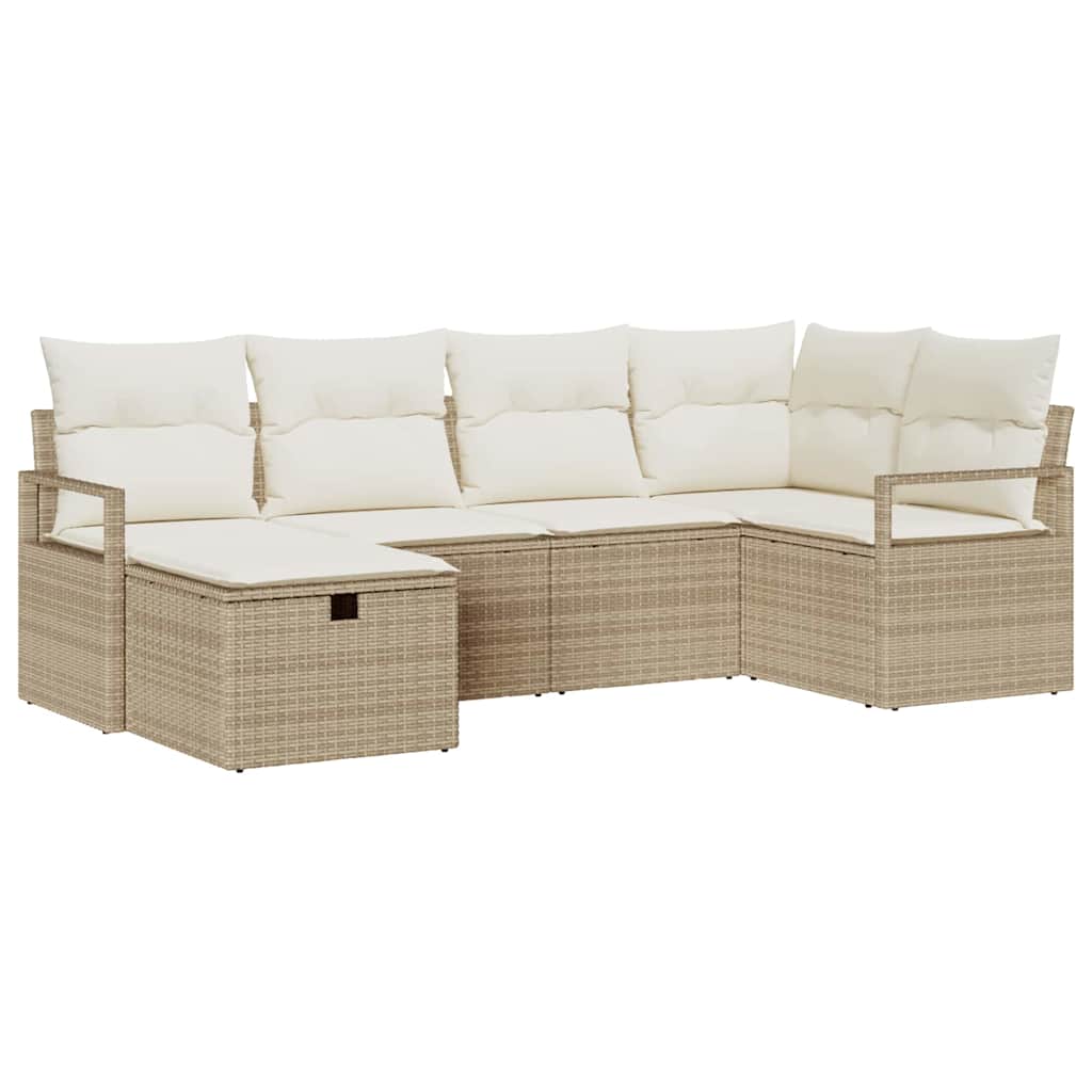 Sofa Sæt 6 stk. 6-Antal sæder Beige og creme polyrattan