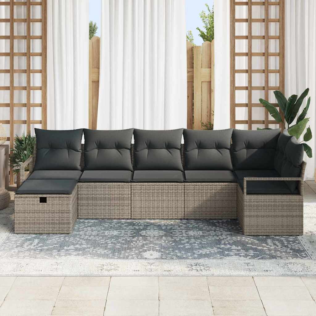 Sofa Sæt 7 stk. Grå polyrattan