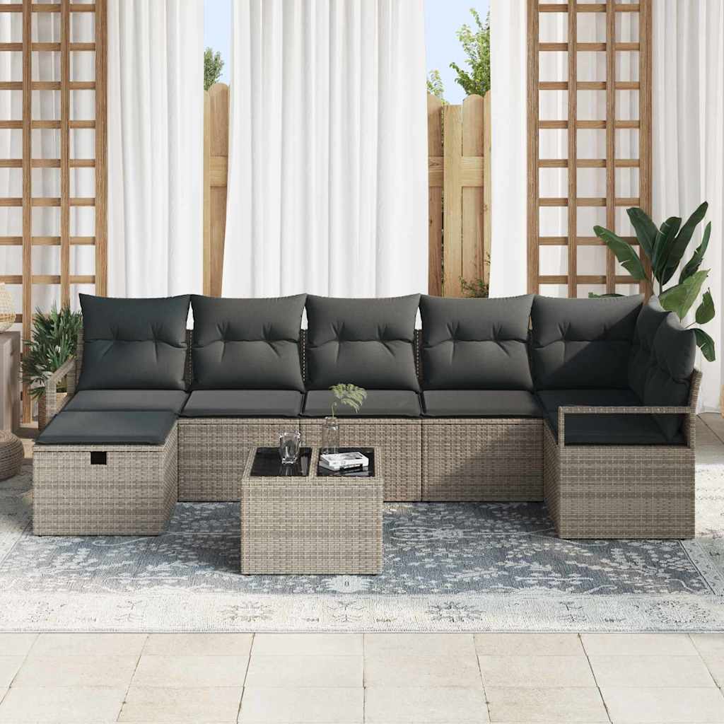 Sofa Sæt 8 stk. 7-Antal sæder Grå polyrattan