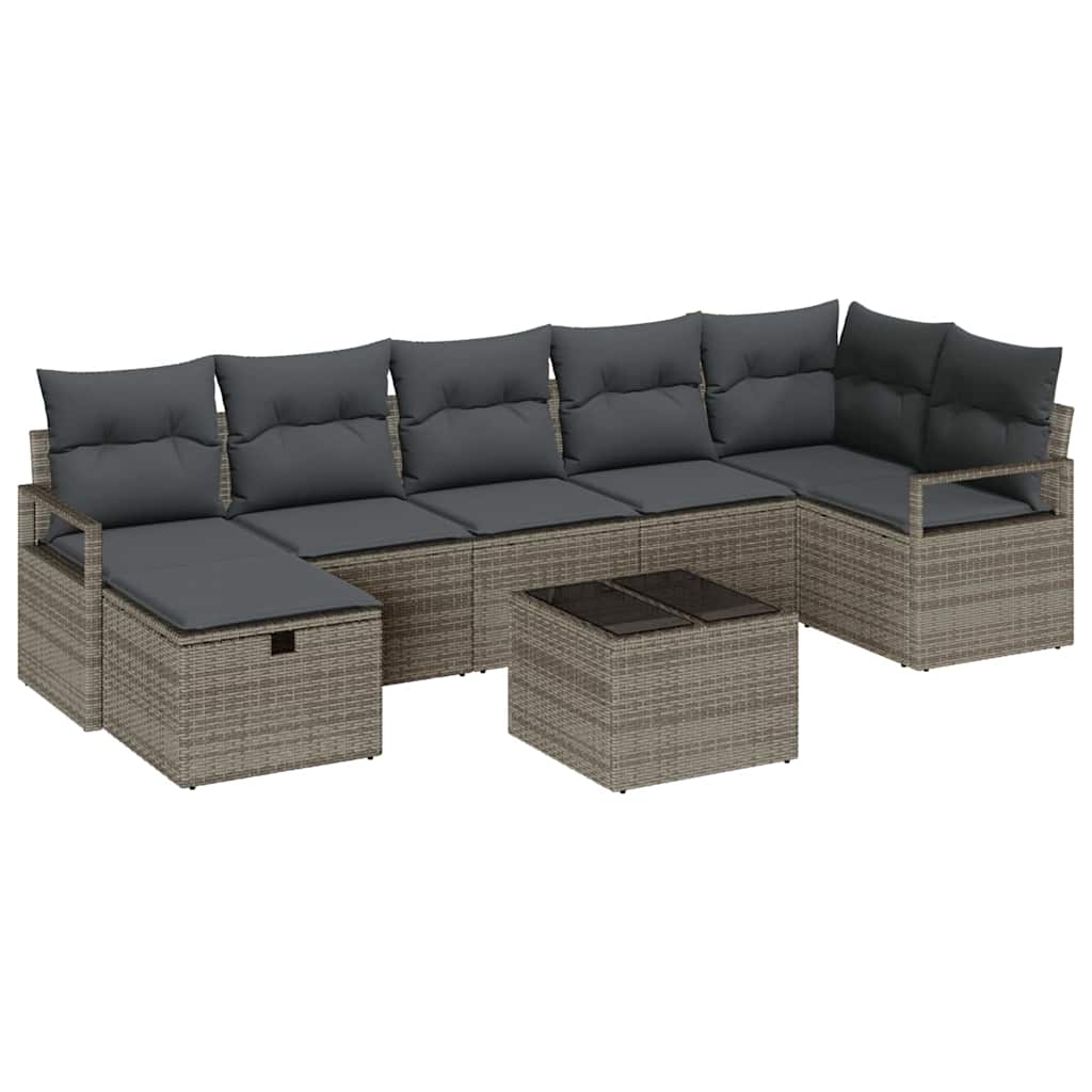 Sofa Sæt 8 stk. 7-Antal sæder Grå polyrattan