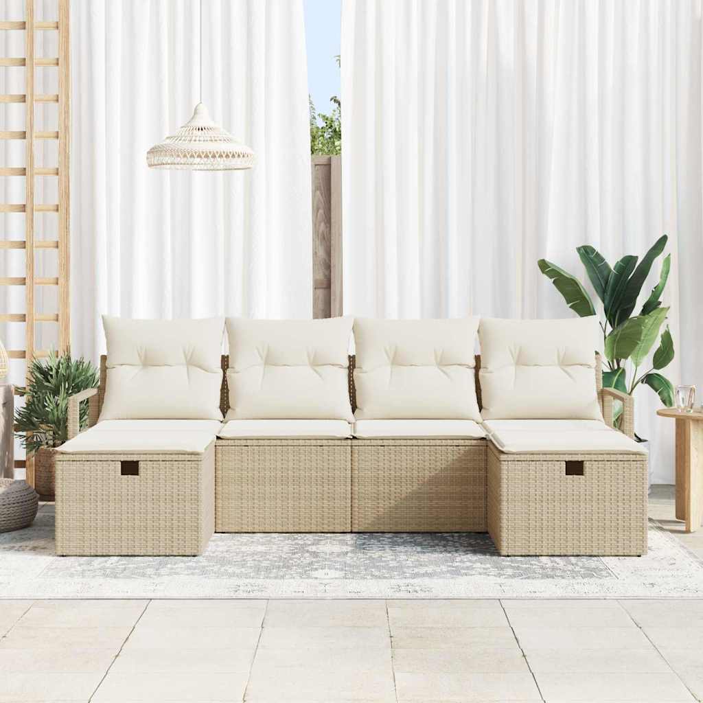 Sofa Sæt 6 stk. 6-Antal sæder Beige og creme polyrattan