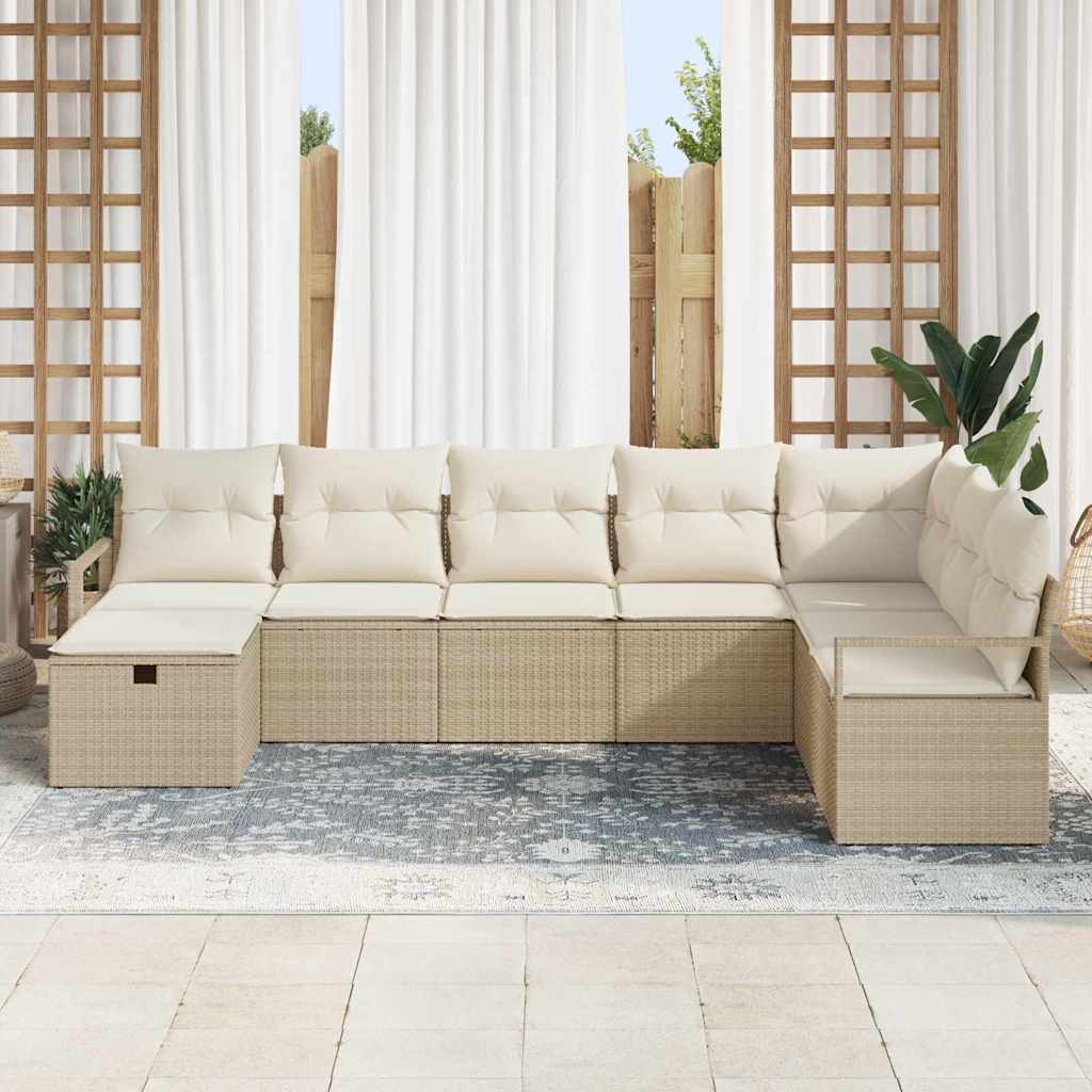 Sofa Sæt med pude med opbevaring Beige og creme polyrattan