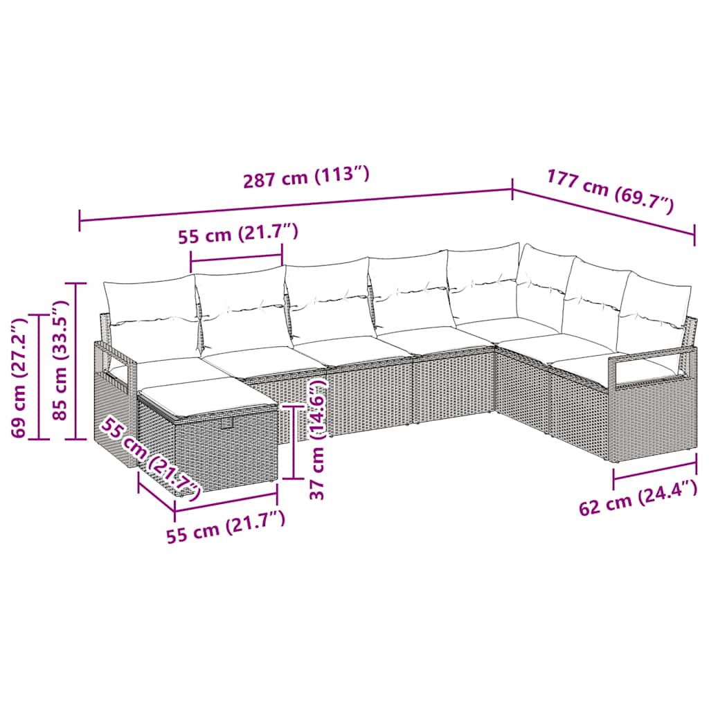 Sofa Sæt med pude med opbevaring Beige og creme polyrattan