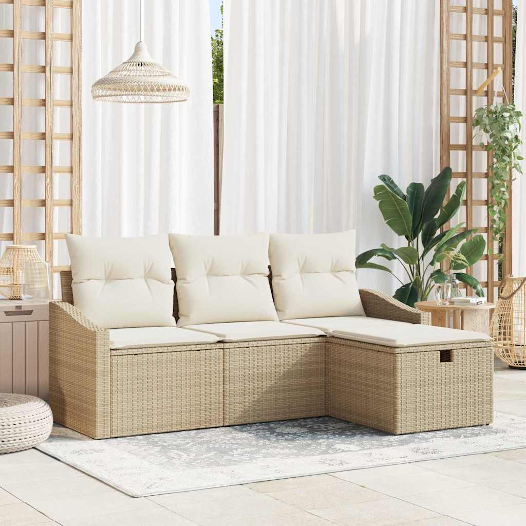 Sofa Sæt 4 stk. Beige polyrattan