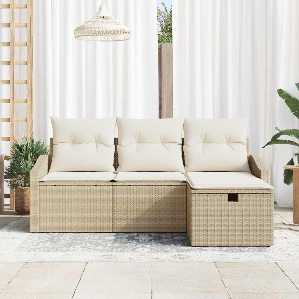 Sofa Sæt 4 stk. Beige polyrattan