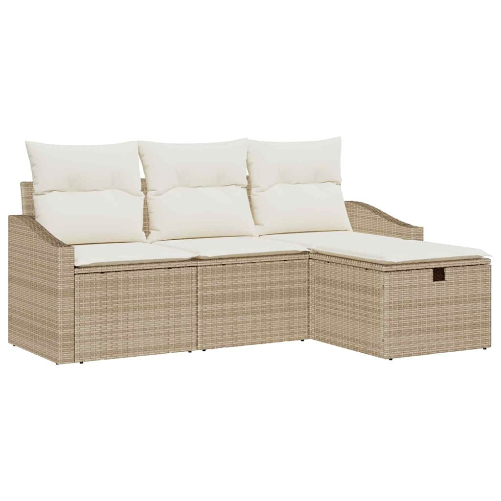 Sofa Sæt 4 stk. Beige polyrattan