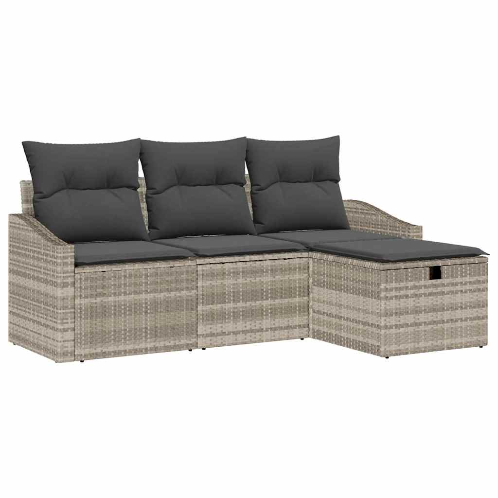 Sofa Sæt 4 stk. Lysegrå polyrattan