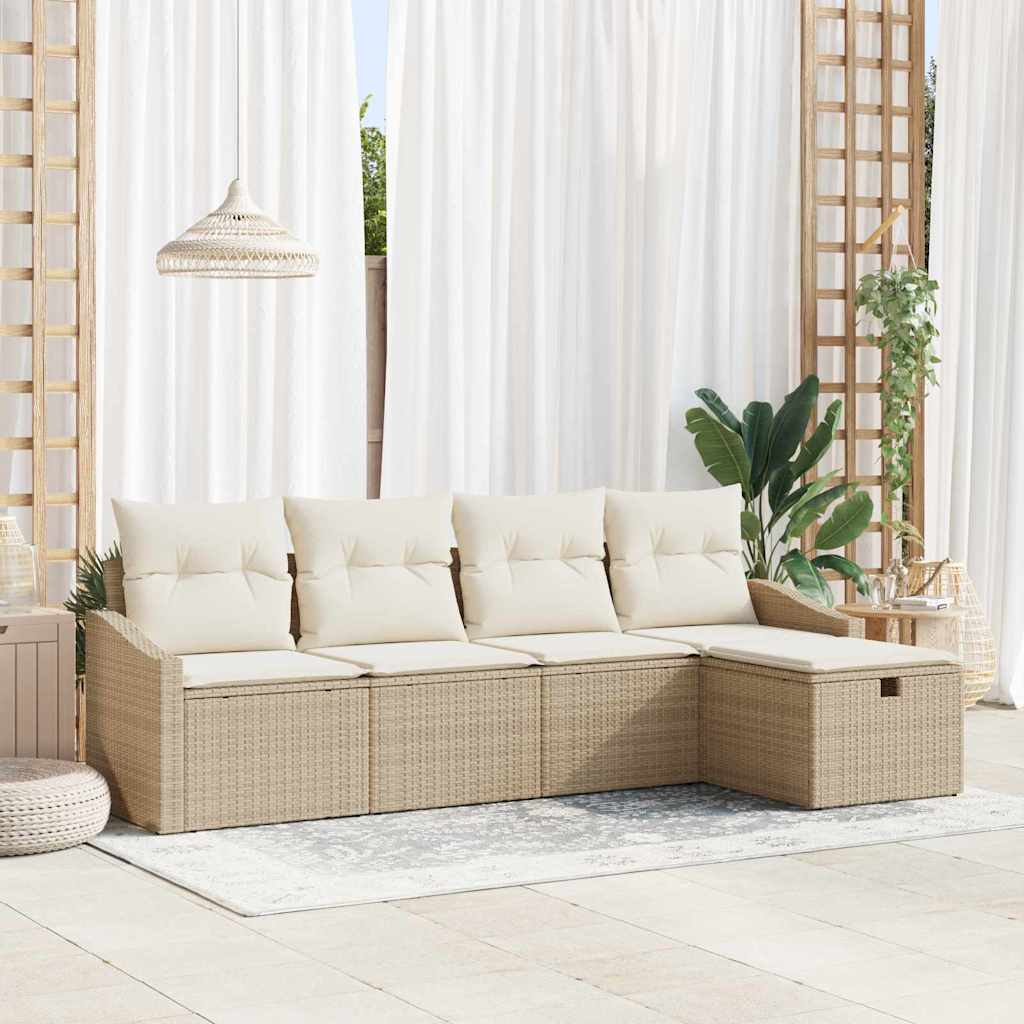 Sofa Sæt 5 stk. Beige polyrattan