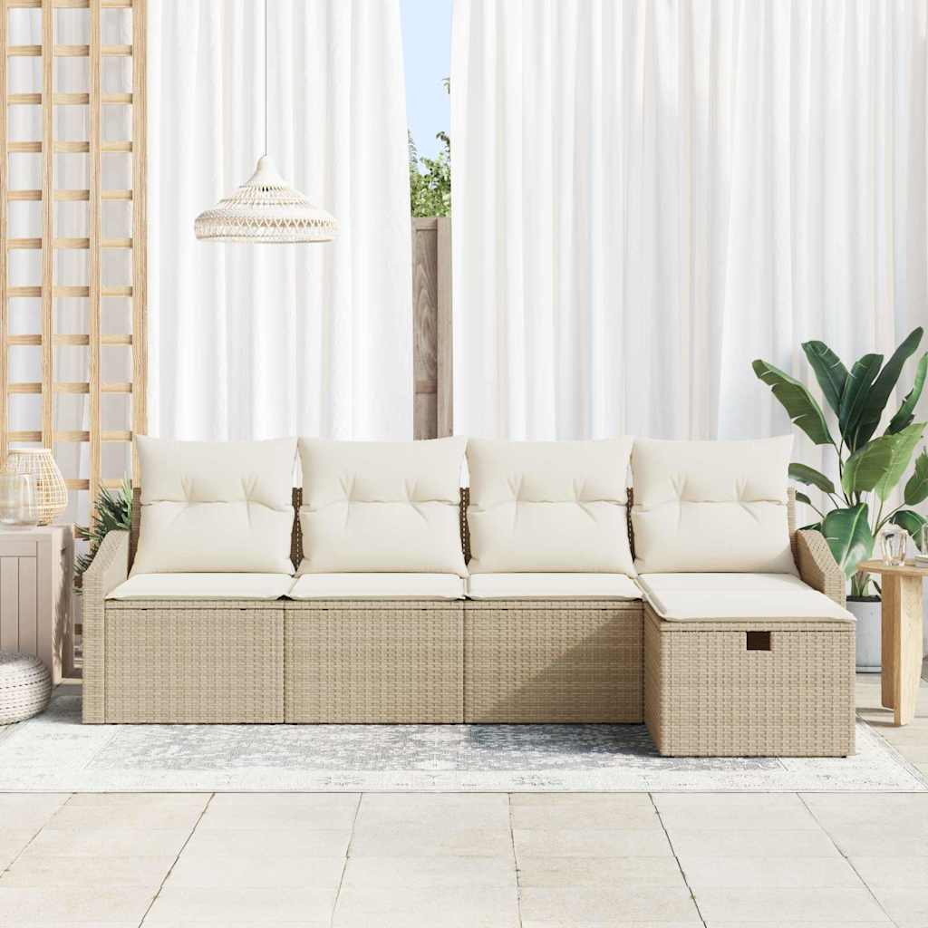 Sofa Sæt 5 stk. Beige polyrattan
