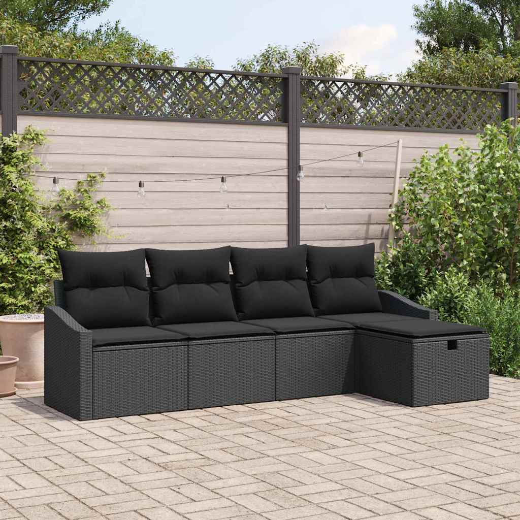 Sofa Sæt 5 stk. Sort polyrattan