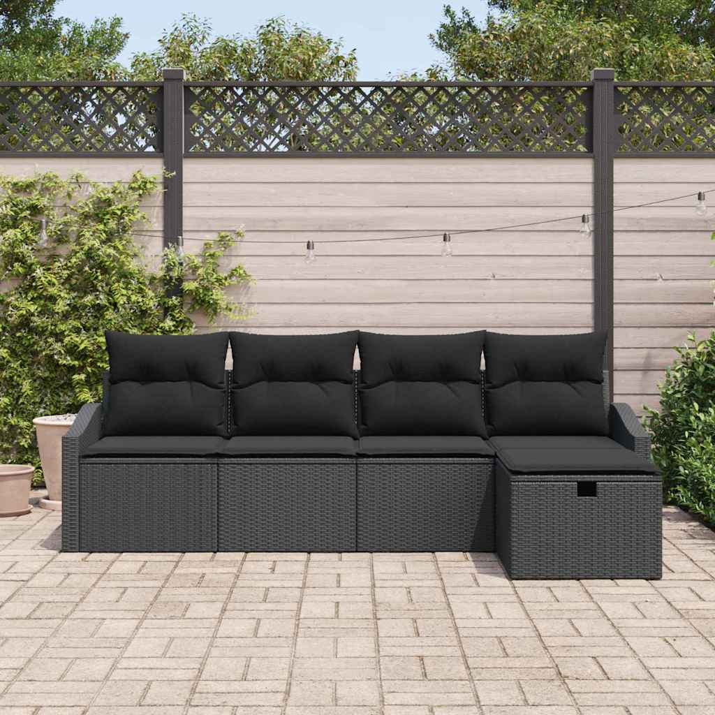 Sofa Sæt 5 stk. Sort polyrattan