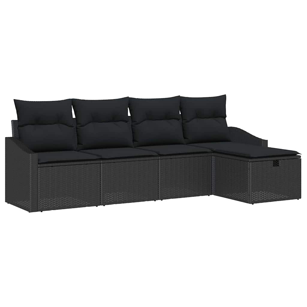 Sofa Sæt 5 stk. Sort polyrattan