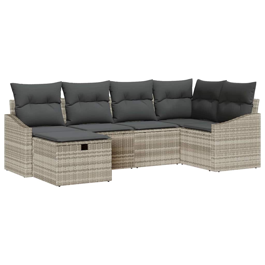 Sofa Sæt 6 stk. Lys Grå og Grå polyrattan
