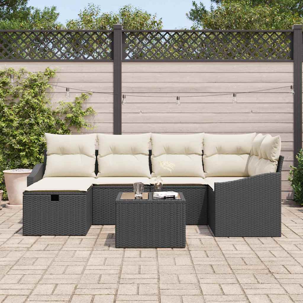 Ensemble de Canapé de Jardin 7 stk. Sort og Cream