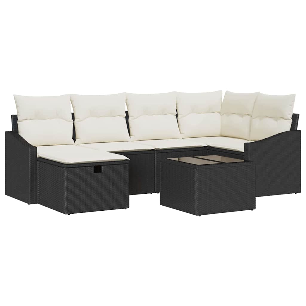 Ensemble de Canapé de Jardin 7 stk. Sort og Cream