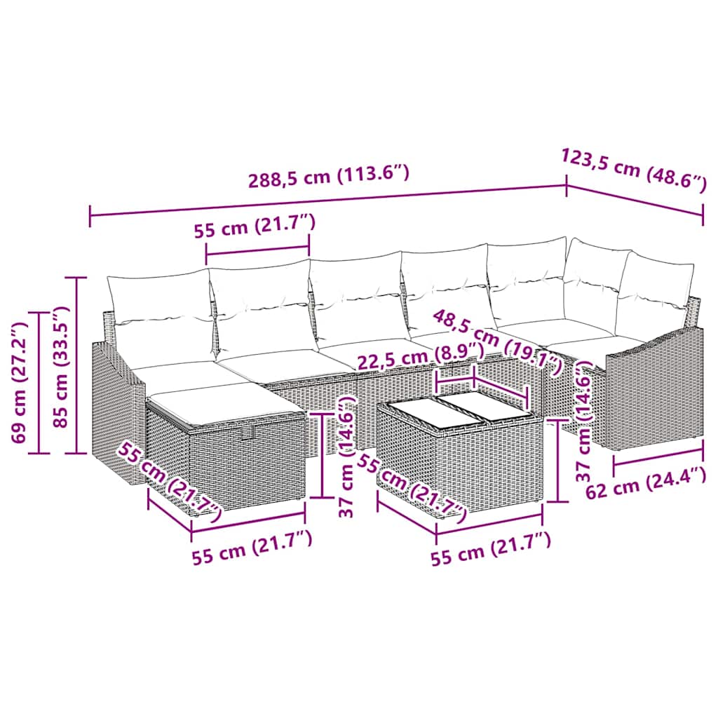 Sofa Sæt 8 stk. polyrattan