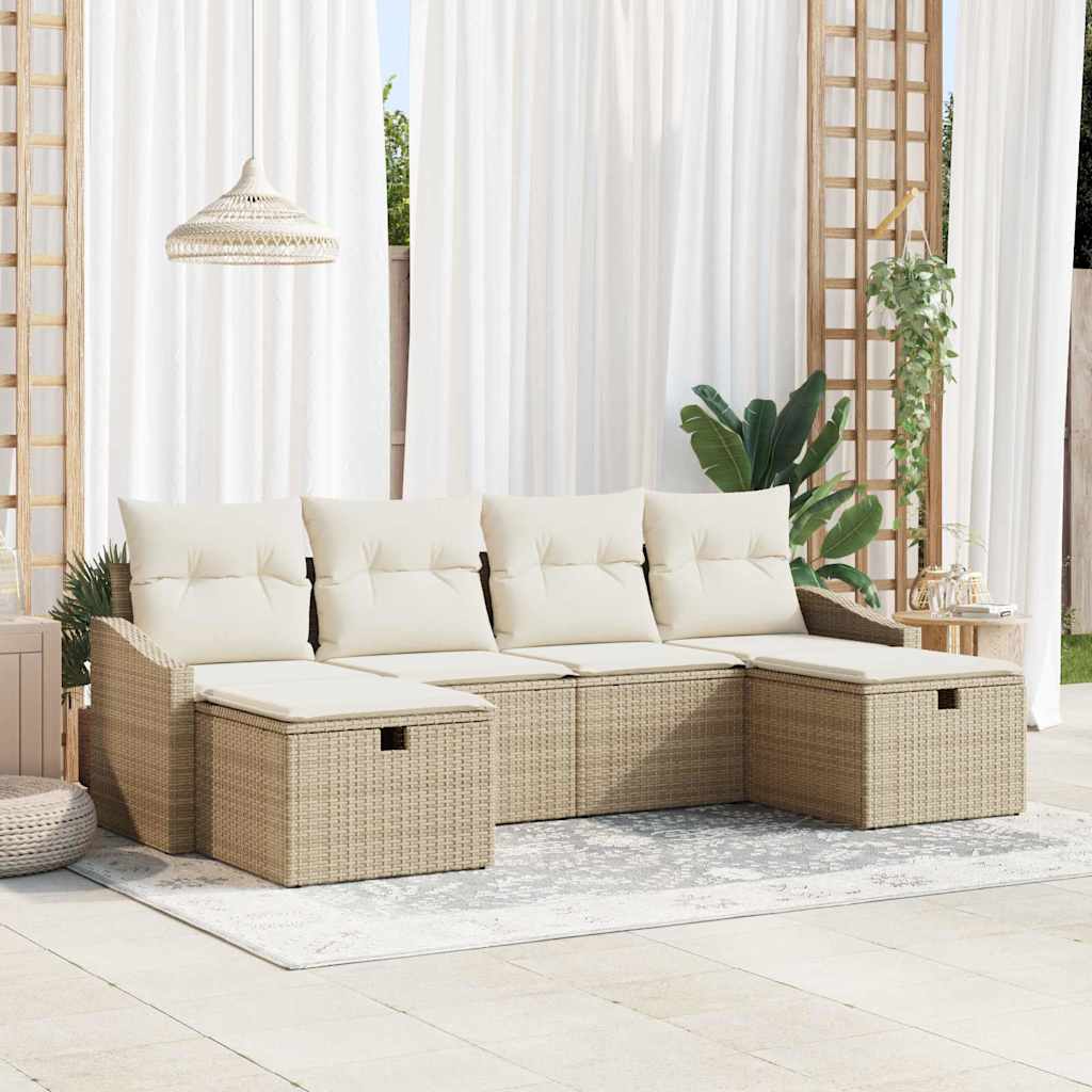 Havesofa Sæt 6 stk. polyrattan