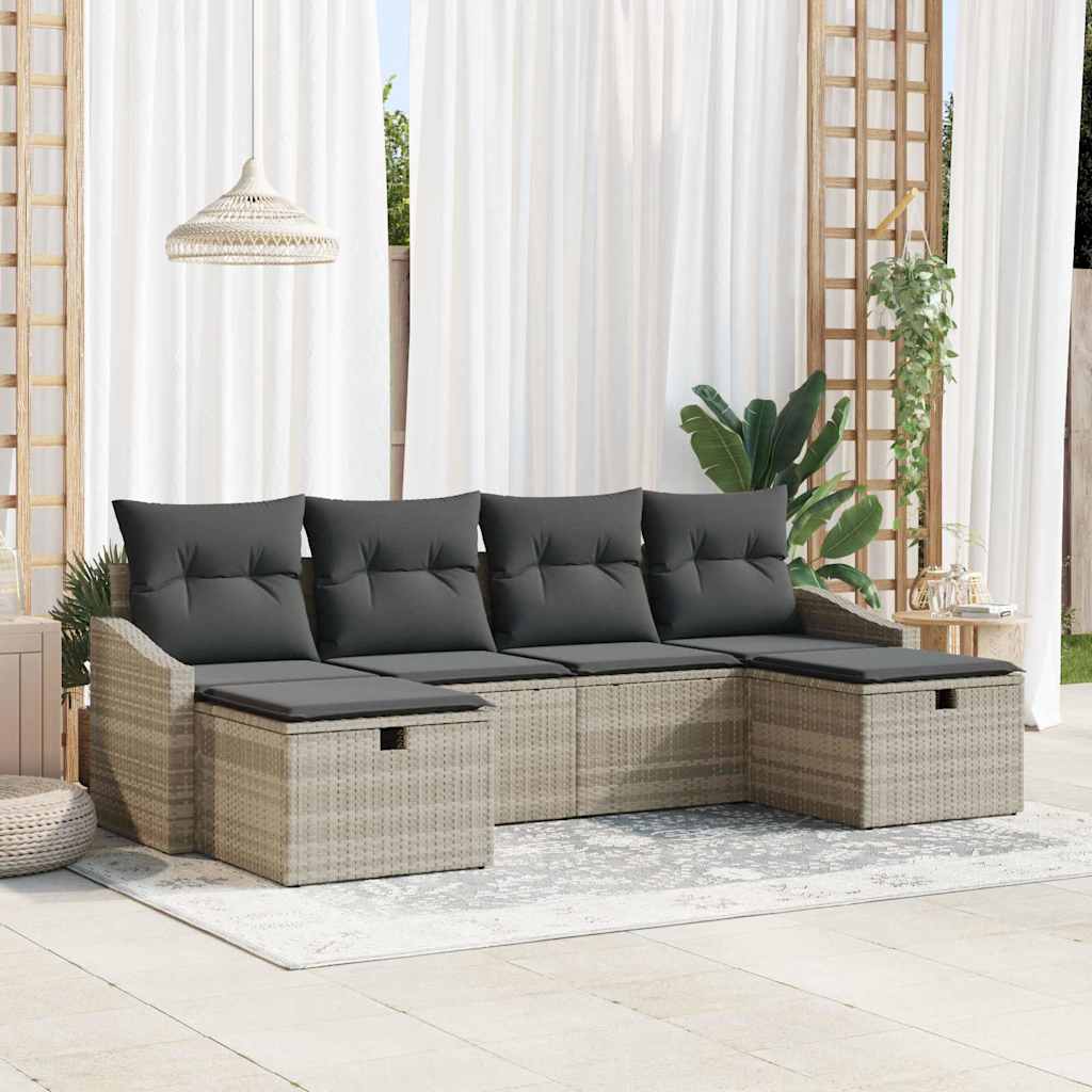 Havesofa Sæt 6 stk. polyrattan