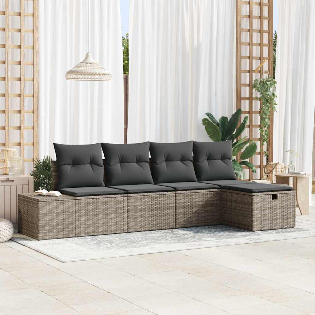 Havesofa Sæt 5 stk. Grå polyrattan